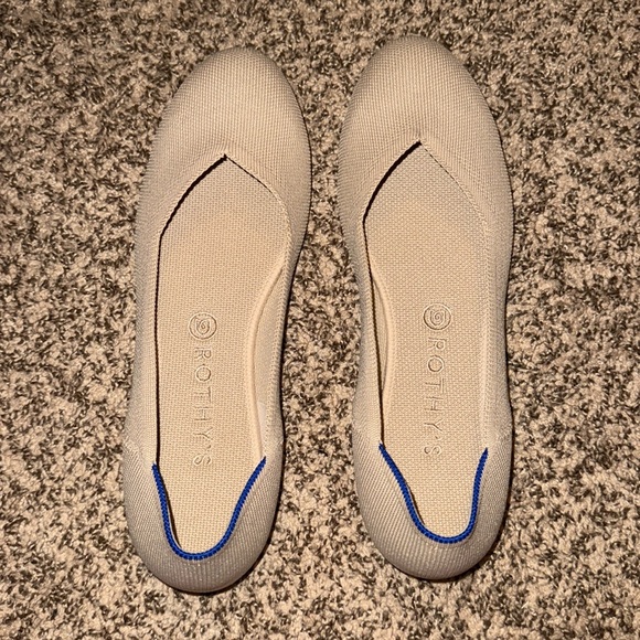 Rothys Ecru Round Toe Ballet Flats Womens Cream Tan Knit Slip On Shoes - Picture 1 of 6